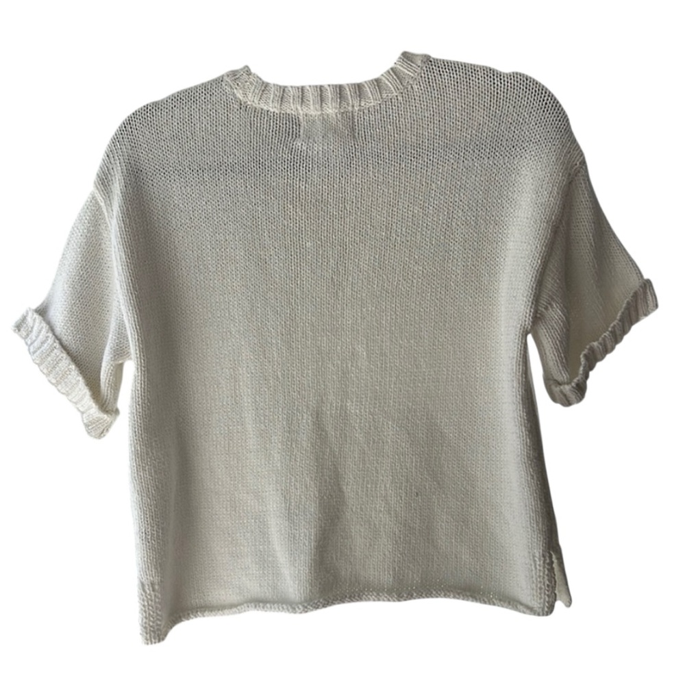 Moon River Cream Crew Neck Sweater Short Sleeve Size M EUC - Picture 2 of 6